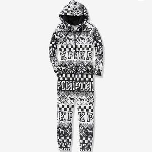 PINK! Sherpa hooded one-piece